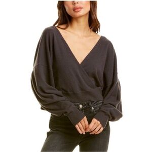 IRO Dewalt Wool & Yak Blend Slate Gray Deep V Wrap Style Sweater XS